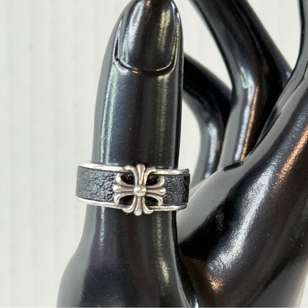 Silver-Tone Gothic Cross Statement Ring | Wide Te… - image 1
